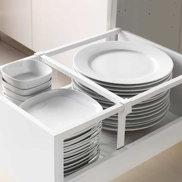 METOD / MAXIMERA High cabinet with drawers - white/Brokhult light grey 40x60x200 cm , 40x60x200 cm - best price from Maltashopper.com 39381367
