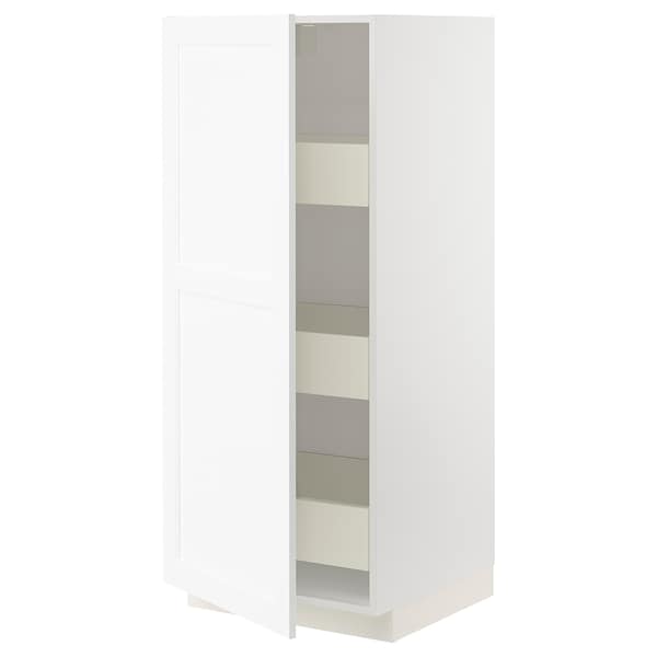 METOD / MAXIMERA - High cabinet with drawers, white Enköping/white wood effect , 60x60x140 cm