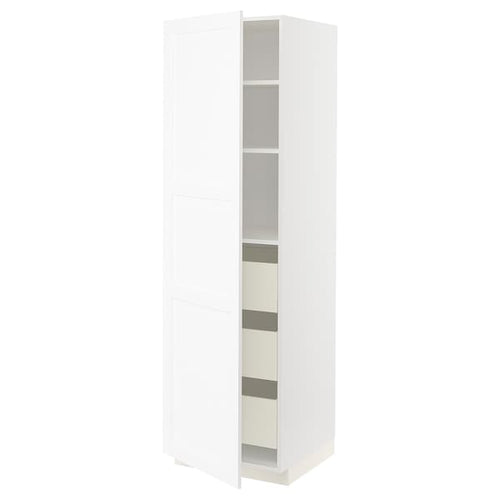 METOD / MAXIMERA - METOD / MAXIMERA High cabinet with drawers, white Enköping/white wood effect, 60x60x200 cm