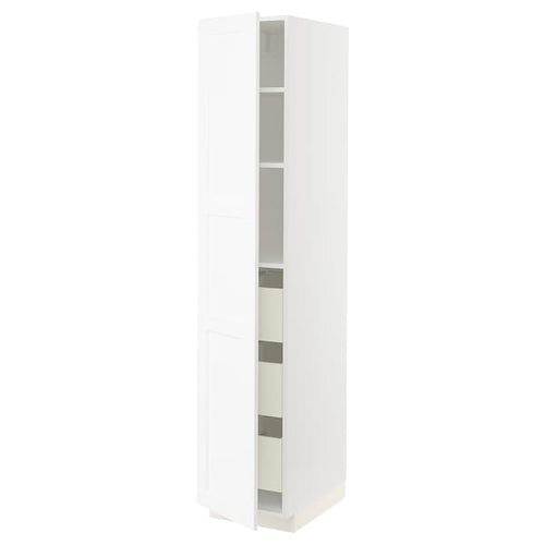METOD / MAXIMERA - High cabinet with drawers, white Enköping/white wood effect, 40x60x200 cm