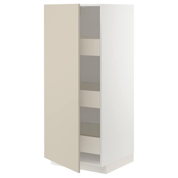 Ikea METOD / MAXIMERA - High cabinet with drawers, white/Havstorp beige ,