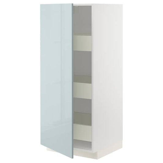 METOD / MAXIMERA - High cabinet with drawers, white/Kallarp light grey-blue , 60x60x140 cm - best price from Maltashopper.com 59478858