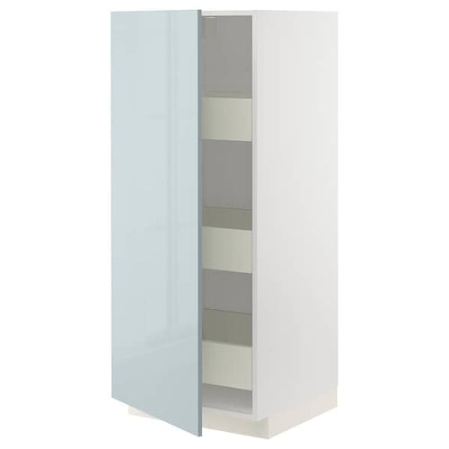 METOD / MAXIMERA high cabinet with drawers, white/Kallarp light grey-blue