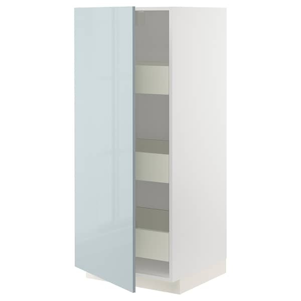 METOD / MAXIMERA - High cabinet with drawers, white/Kallarp light grey-blue , 60x60x140 cm