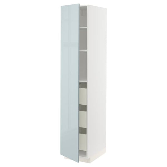 Ikea METOD / MAXIMERA - High cabinet with drawers, white/Kallarp light grey-blue, 40x60x200 cm