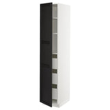 METOD / MAXIMERA high cabinet with drawers, white/Lerhyttan black stained, 40x60x200 cm