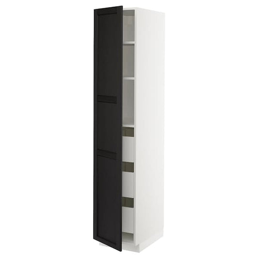 Ikea METOD / MAXIMERA - High cabinet with drawers, white/Lerhyttan black stained , 40x60x200 cm