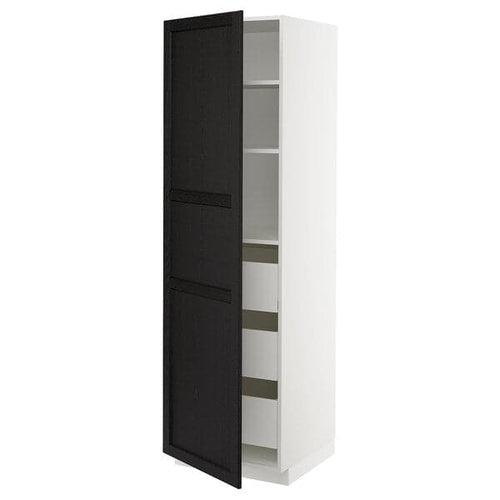 METOD / MAXIMERA - METOD / MAXIMERA High cabinet with drawers, white/Lerhyttan black stained, 60x60x200 cm