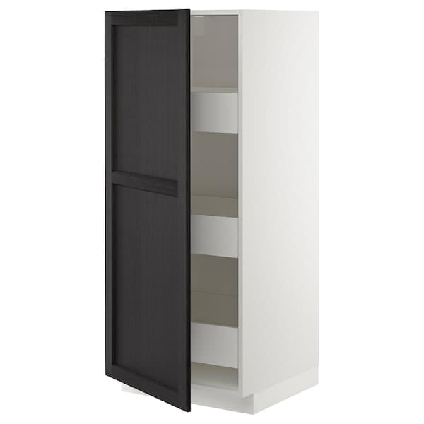 METOD / MAXIMERA - High cabinet with drawers, white/Lerhyttan black stained , 60x60x140 cm - best price from Maltashopper.com 39359168