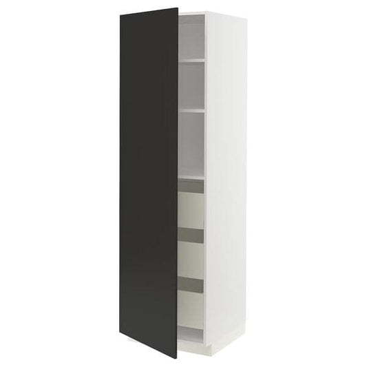 Ikea METOD / MAXIMERA - High cabinet with drawers, white/Nickebo matt anthracite , 60x60x200 cm