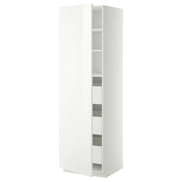 METOD / MAXIMERA - High cabinet with drawers, white/Ringhult white, 60x60x200 cm - best price from Maltashopper.com 59361636