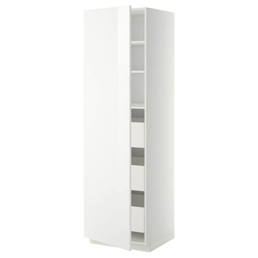 METOD / MAXIMERA - High cabinet with drawers, white/Ringhult white, 60x60x200 cm - best price from Maltashopper.com 59361636