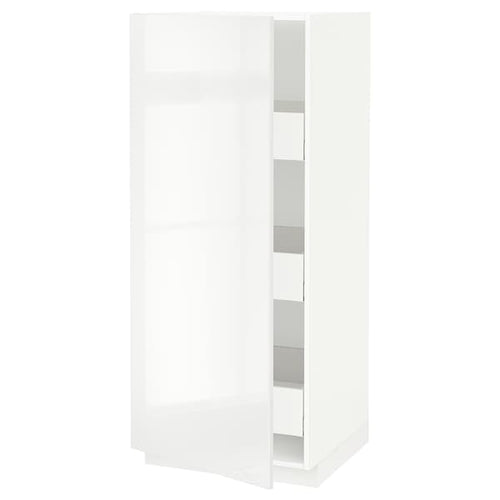 METOD / MAXIMERA - High cabinet with drawers, white/Ringhult white, 60x60x140 cm