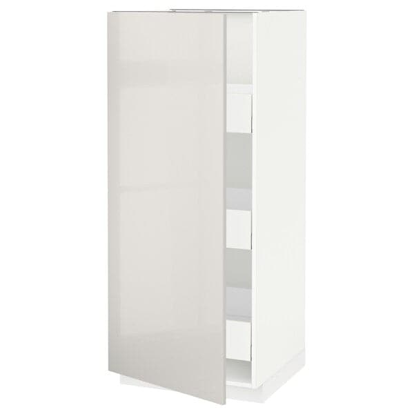 Ikea METOD / MAXIMERA - High cabinet with drawers, white/Ringhult light grey , 60x60x140 cm