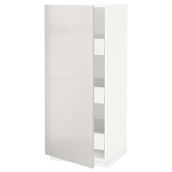 Ikea METOD / MAXIMERA - High cabinet with drawers, white/Ringhult light grey , 60x60x140 cm