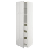 METOD / MAXIMERA high cabinet with drawers, white/Ringhult light grey, 60x60x200 cm