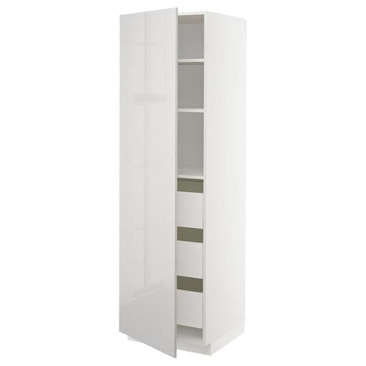 Ikea METOD / MAXIMERA - High cabinet with drawers, white/Ringhult light grey, 60x60x200 cm