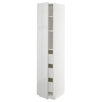 METOD / MAXIMERA high cabinet with drawers, white/Ringhult light grey, 40x60x200 cm