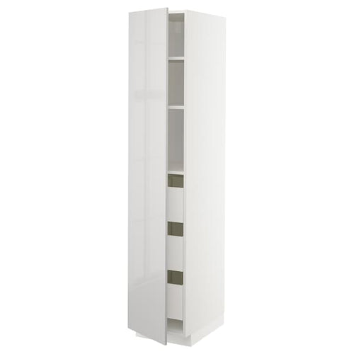 METOD / MAXIMERA - METOD / MAXIMERA High cabinet with drawers, white/Ringhult light grey, 40x60x200 cm