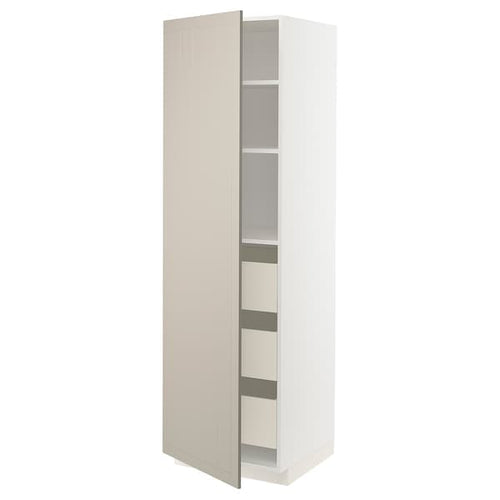 METOD / MAXIMERA - METOD / MAXIMERA High cabinet with drawers, white/Stensund beige, 60x60x200 cm