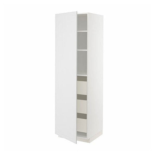 METOD / MAXIMERA - High cabinet with drawers, white/Stensund white
