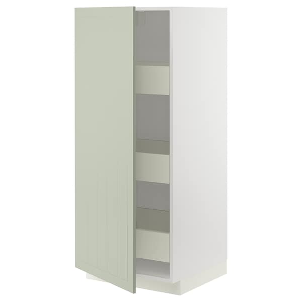 METOD / MAXIMERA - High cabinet with drawers, white/Stensund light green , 60x60x140 cm - best price from Maltashopper.com 69486693