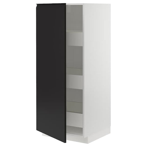 METOD / MAXIMERA - High cabinet with drawers, white/Upplöv matt anthracite ,