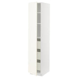 METOD / MAXIMERA high cabinet with drawers, white/Vallstena white, 40x60x200 cm
