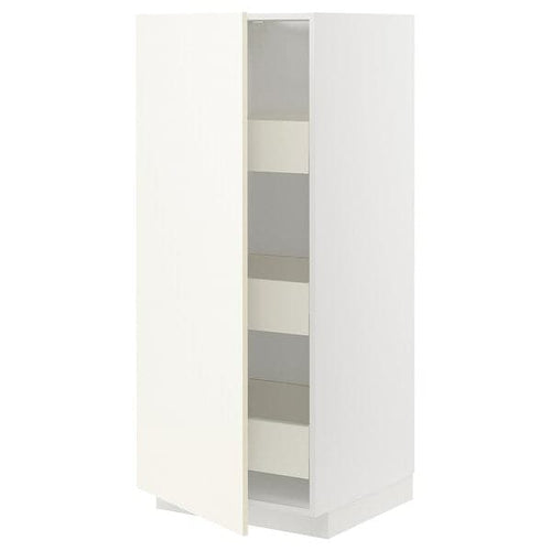 METOD / MAXIMERA - High cabinet with drawers, white/Vallstena white, 60x60x140 cm