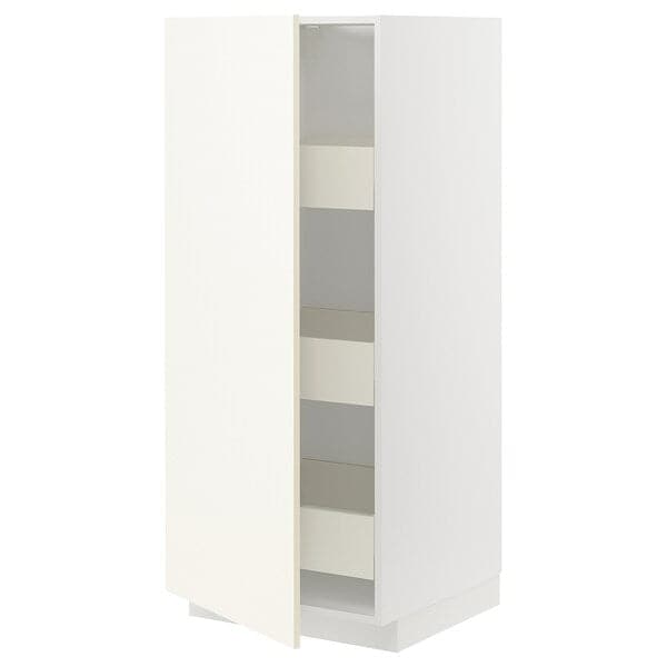 METOD / MAXIMERA - High cabinet with drawers, white/Vallstena white, 60x60x140 cm