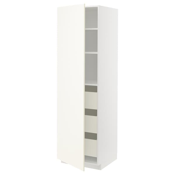 METOD / MAXIMERA - High cabinet with drawers, white/Vallstena white, 60x60x200 cm