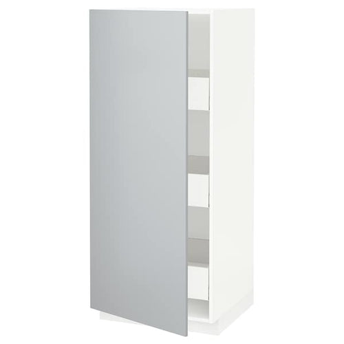 METOD / MAXIMERA - High cabinet with drawers, white/Veddinge grey , 60x60x140 cm