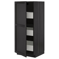 METOD / MAXIMERA - High cabinet with drawers, black/Lerhyttan black stained , 60x60x140 cm - best price from Maltashopper.com 19366136