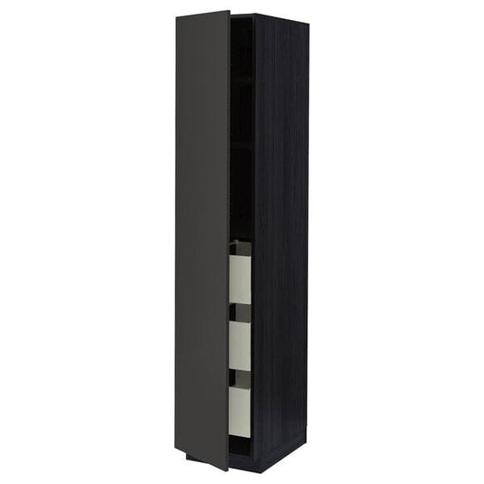 Ikea METOD / MAXIMERA - High cabinet with drawers, black/Nickebo matt anthracite, 40x60x200 cm