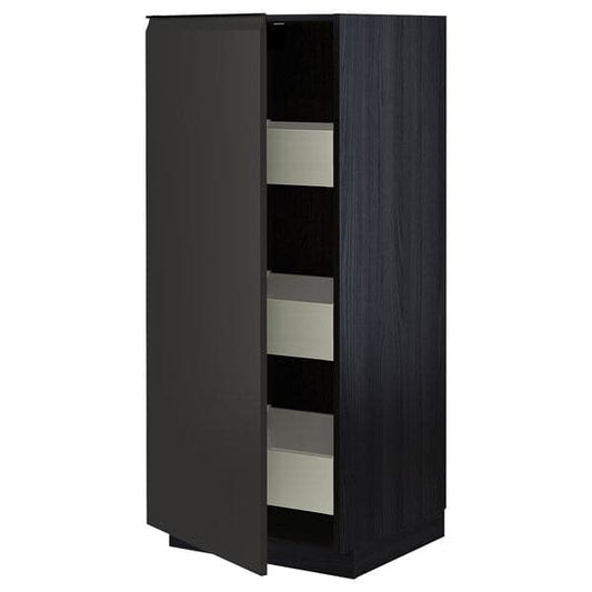 Ikea METOD / MAXIMERA - High cabinet with drawers, black/Upplöv matt anthracite, 60x60x140 cm