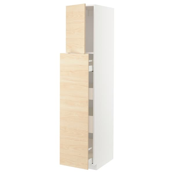 Ikea METOD / MAXIMERA - Hc w p-o func 1dr/4drw, white/Askersund light ash effect, 40x60x200 cm