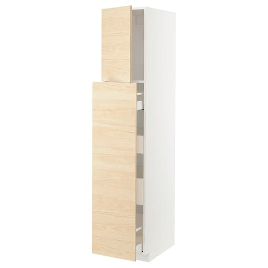 Ikea METOD / MAXIMERA - Hc w p-o func 1dr/4drw, white/Askersund light ash effect, 40x60x200 cm