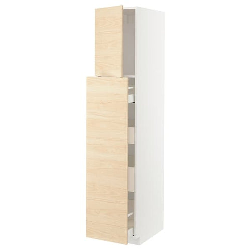 METOD / MAXIMERA - Hc w p-o func 1dr/4drw, white/Askersund light ash effect, 40x60x200 cm