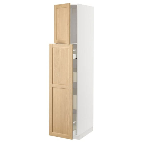 METOD / MAXIMERA - METOD / MAXIMERA Hc w p-o func 1dr/4drw, white/Forsbacka oak, 40x60x200 cm