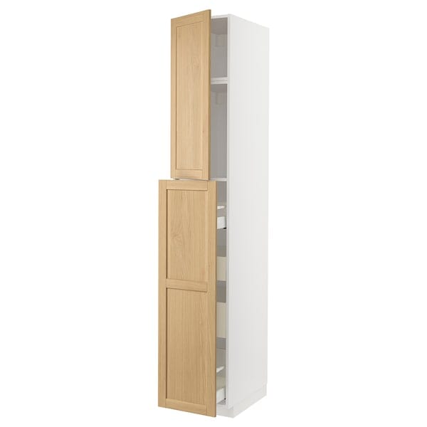 METOD / MAXIMERA - METOD / MAXIMERA Hc w p-o func 1dr/4drw, white/Forsbacka oak, 40x60x240 cm