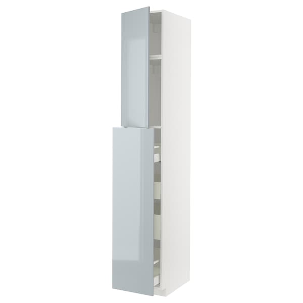 Ikea METOD / MAXIMERA - Hc w p-o func 1dr/4drw, white/Kallarp light grey-blue , 40x60x240 cm