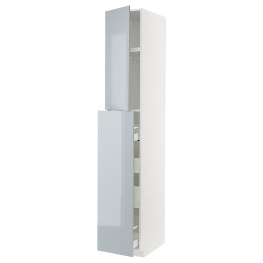 Ikea METOD / MAXIMERA - Hc w p-o func 1dr/4drw, white/Kallarp light grey-blue , 40x60x240 cm