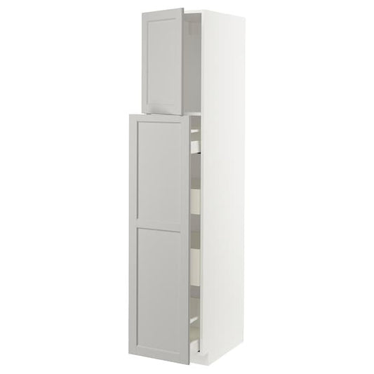 Ikea METOD / MAXIMERA - Hc w p-o func 1dr/4drw, white/Lerhyttan light grey, 40x60x200 cm