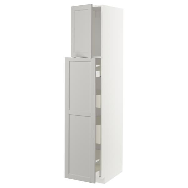 Ikea METOD / MAXIMERA - Hc w p-o func 1dr/4drw, white/Lerhyttan light grey, 40x60x200 cm