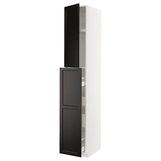 Ikea METOD / MAXIMERA - Hc w p-o func 1dr/4drw, white/Lerhyttan black stained , 40x60x240 cm