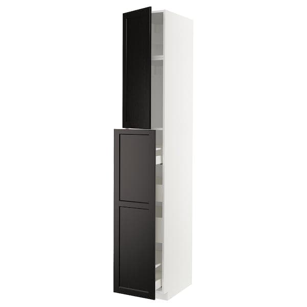 METOD / MAXIMERA hc w p-o func 1dr/4drw, white/Lerhyttan black stained, 40x60x240 cm