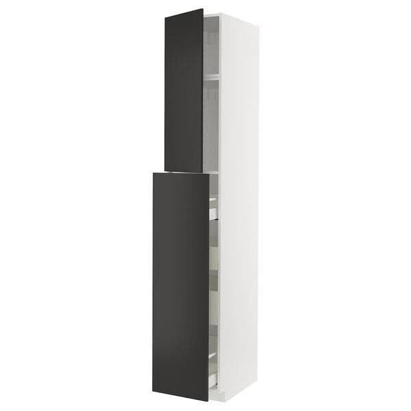 METOD / MAXIMERA - Hc w p-o func 1dr/4drw, white/Nickebo matt anthracite, 40x60x240 cm - best price from Maltashopper.com 89497822