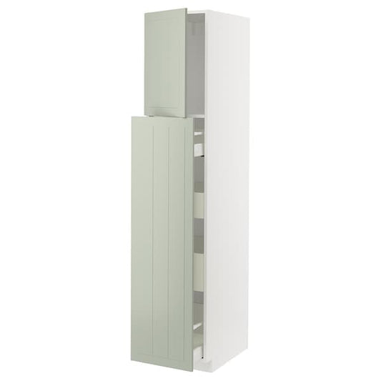 METOD / MAXIMERA - Hc w p-o func 1dr/4drw, white/Stensund light green, 40x60x200 cm - best price from Maltashopper.com 49486892