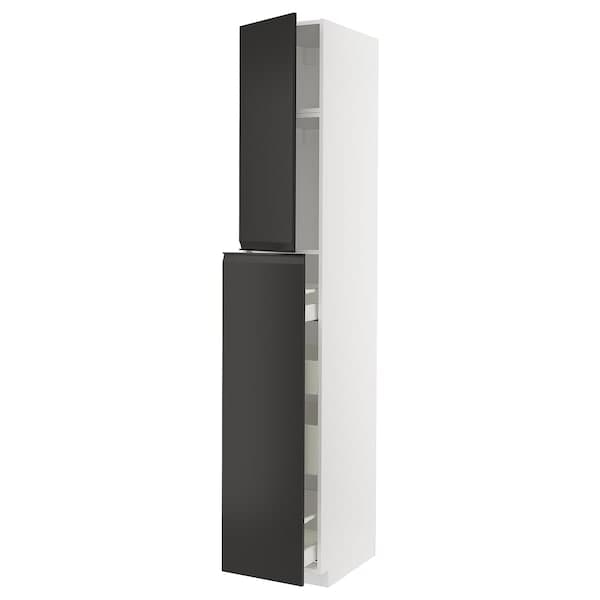 Ikea METOD / MAXIMERA - Hc w p-o func 1dr/4drw, white/Upplöv matt anthracite, 40x60x240 cm