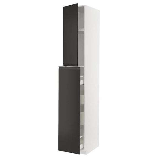 Ikea METOD / MAXIMERA - Hc w p-o func 1dr/4drw, white/Upplöv matt anthracite, 40x60x240 cm